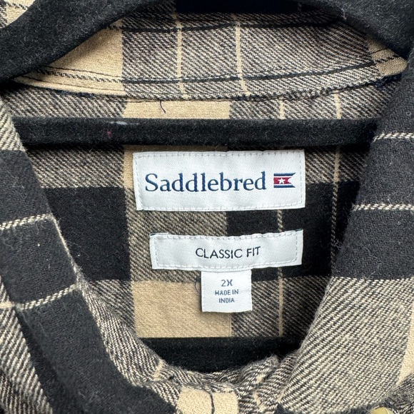Saddlebred Men’s 2X Black and Tan Flannel Shirt - New with tags - Picture 2 of 6